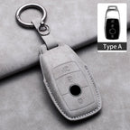 Leather Car Key Cover Compatible with Mercedes-Benz A-Class, C-Class, E-Class, S-Class, G-Class, GLC, CLE, CLA, W177, W205, W213, W222, X167, AMG