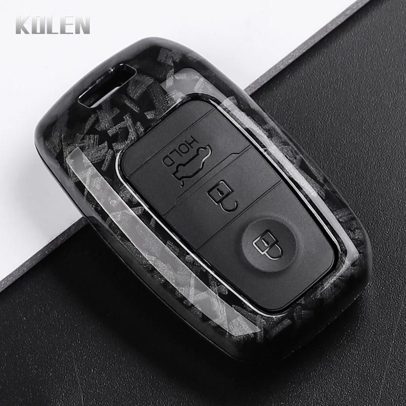 Car Key Cover Compatible with Kia Sportage Cerato Optima K2 K3 K4 K5 Rio Picanto Soul Sorento Sedona – Carbon Fiber Style