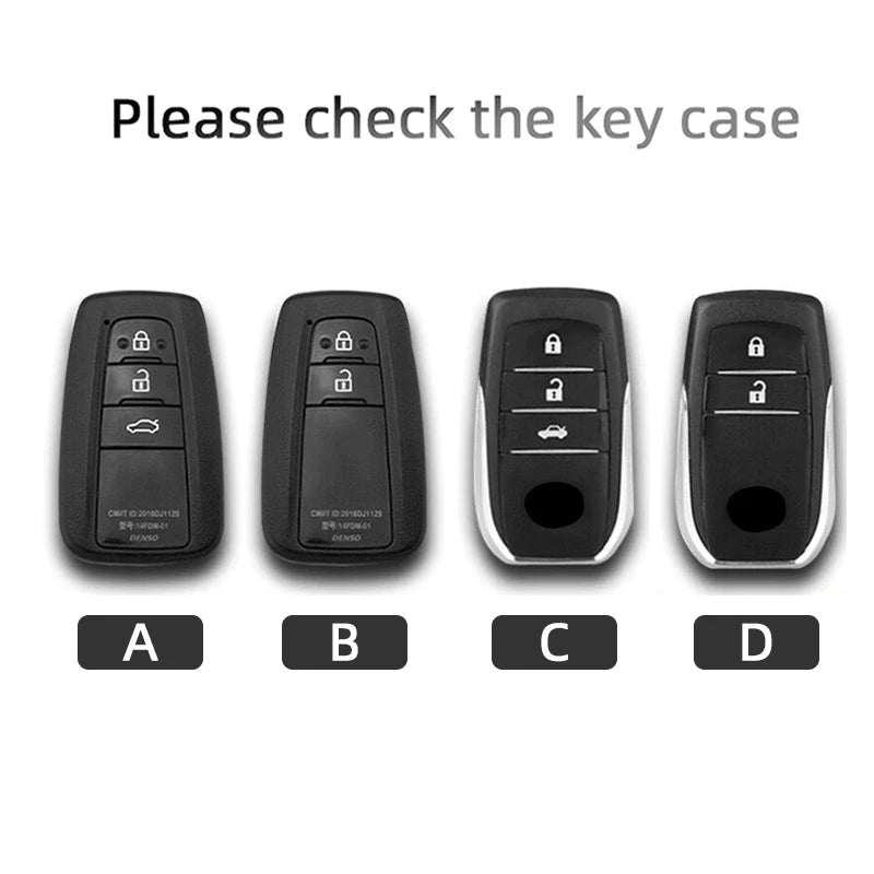 Suede Car Key Cover Compatible with Toyota Camry, Corolla, CHR, C-HR, RAV4, Land, Crown, Hilux, Prius