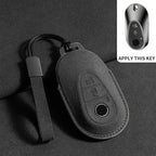 Suede Remote Key Fob Case Compatible with Mercedes-Benz E-Class, W213, W205, E200, E260, E300, E320, AMG, CLA, 2018, 2019, 2020