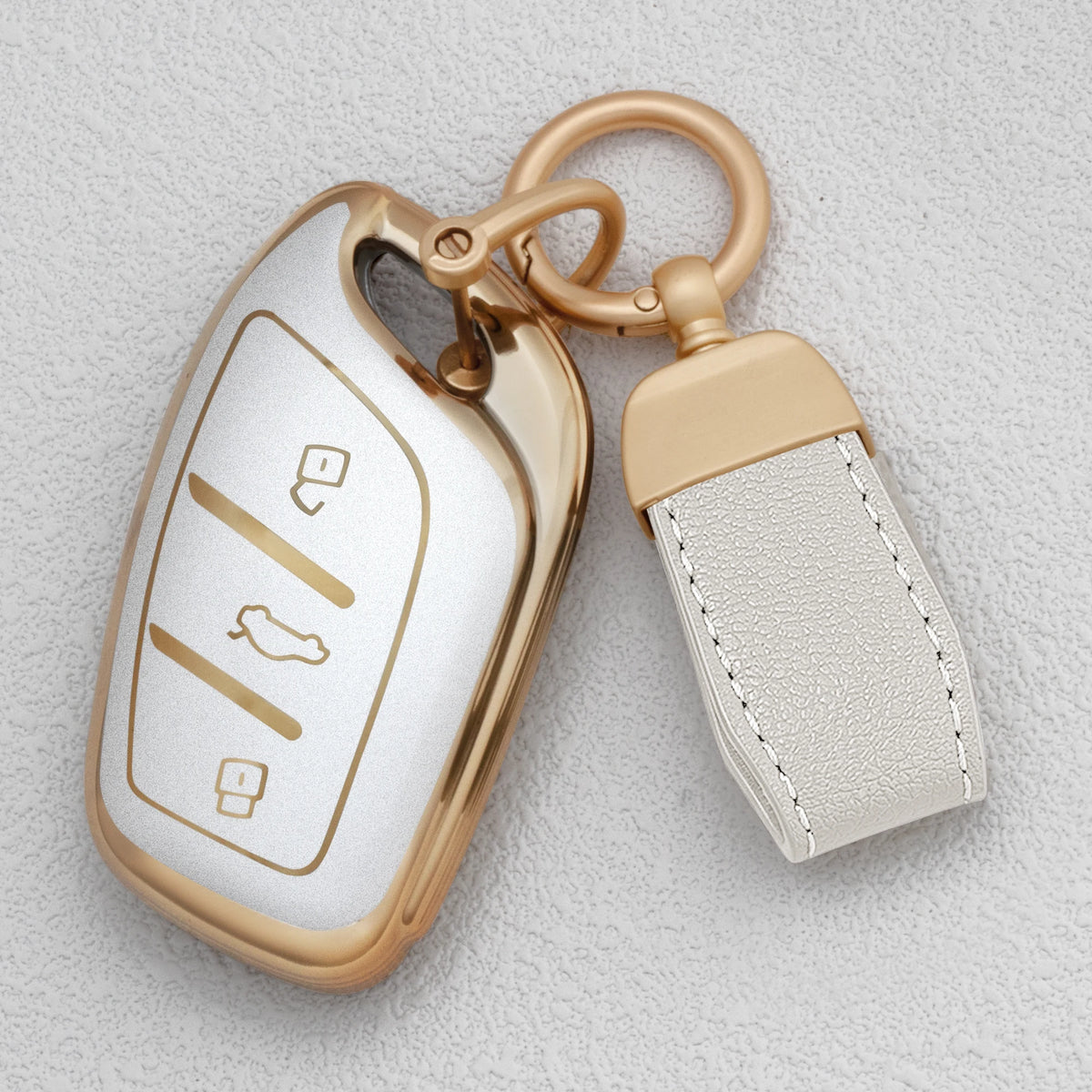 Quicksand Gold TPU Car Key Fob Cover for MG4 EV, HS, GT, ZS EV, ZX, MG5 & MG6; Roewe RX3, RX5, RX8, ERX5, i6 & i5 – 2023