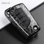 Car Key Cover Compatible with Toyota Camry RAV4 Fortuner Hilux Auris Corolla Avensis Verso Yaris Aygo; Scion tC – Carbon Fiber Style