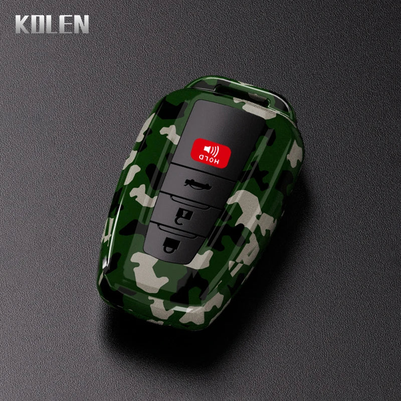 Car Key Cover Compatible with Toyota Prius Camry Corolla CHR C-HR RAV4 Land Cruiser Prado – Carbon Fiber Style