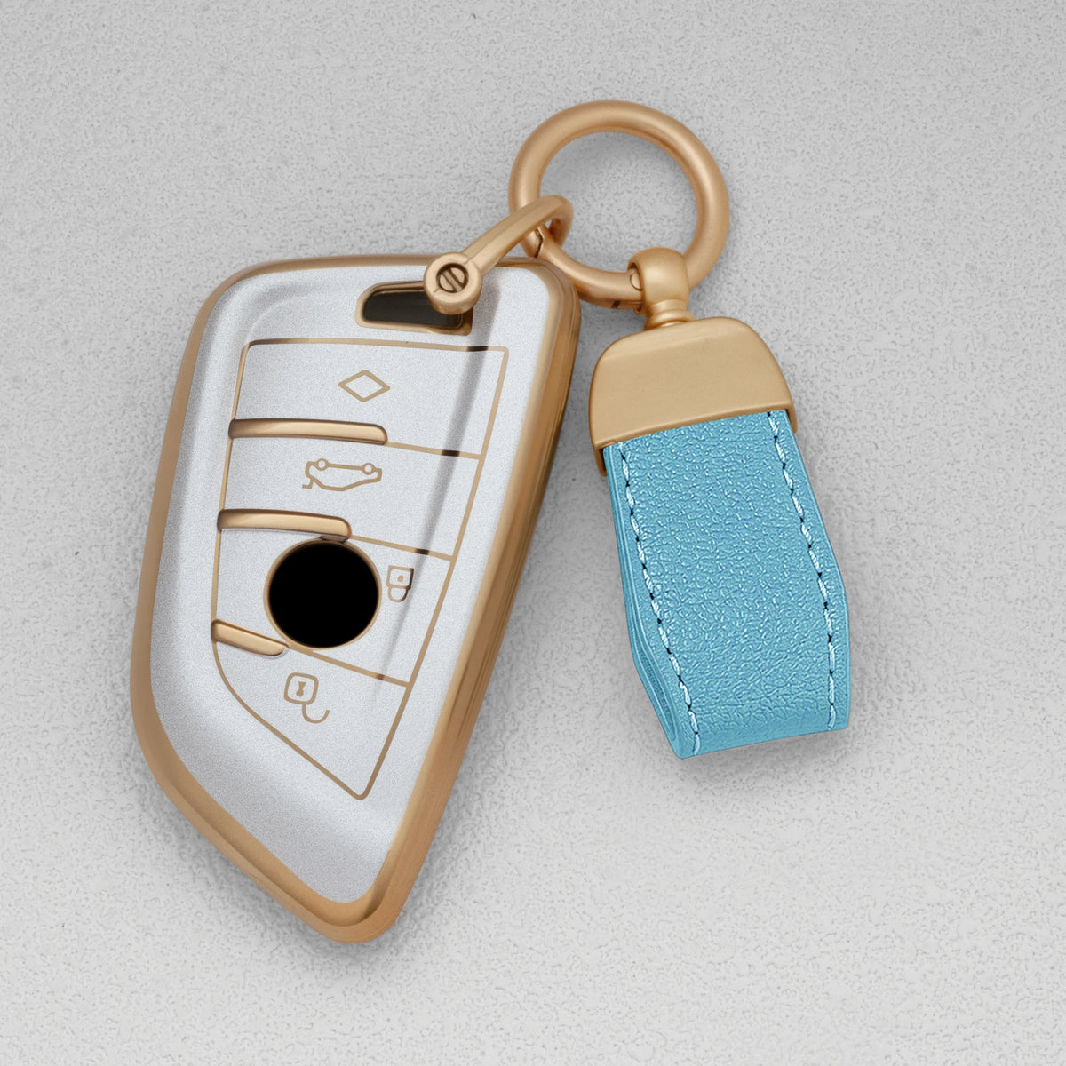 Quicksand Gold TPU Car Key Fob Cover for BMW X1, X3, X5, X6, X7 & 1, 3, 5, 6, 7 Series – G20, G30, G11, F15, F16, G01, G02, F48