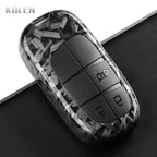 Car Key Cover Compatible with Jeep Renegade Grand Cherokee; Dodge Journey Charger; Chrysler 200 300 – Carbon Fiber Style