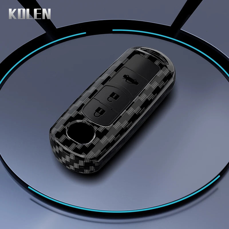 Car Key Cover Compatible with Mazda 2 3 5 6 BL BM GJ Atenza Axela Demio CX-3 CX3 CX-5 CX5 CX7 CX-9 CX8 – 4 Buttons – Carbon Fiber Style