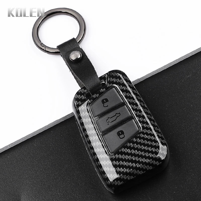 Car Key Cover Compatible with Volkswagen (VW) Passat B8 Magotan; Skoda Superb A7 Kodiaq; SEAT – Carbon Fiber Style