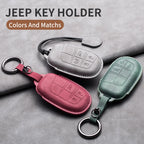 Leather Car Key Fob Cover Compatible with Jeep Commander, Grand, WK2, KL, BU, MP; Dodge; Chrysler 200, 300C