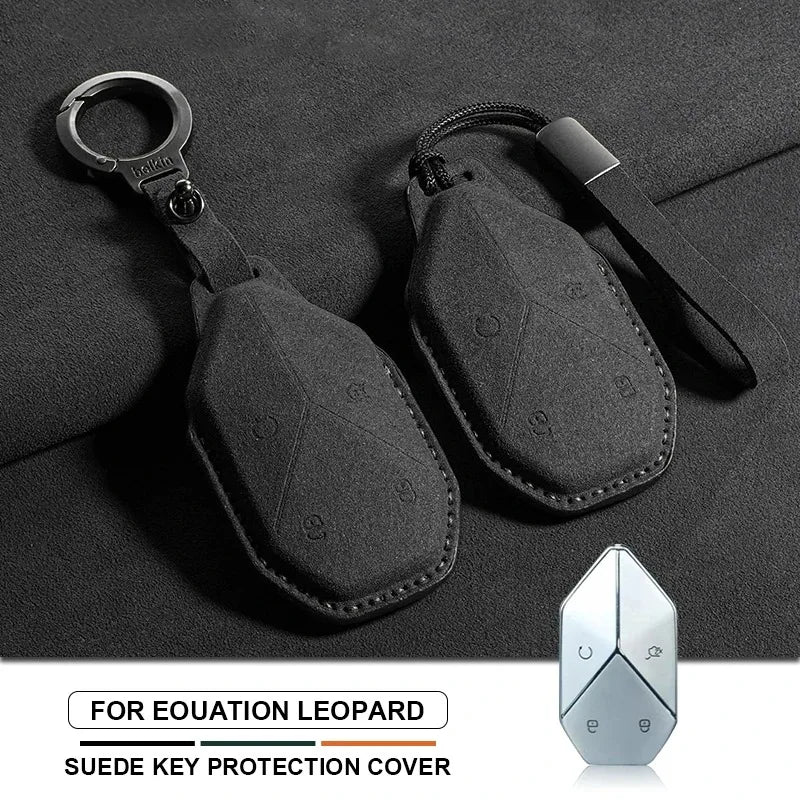 Suede Remote Key Fob Cover Compatible with Fang Cheng Bao (Equations) Leopard 5, Leopard 8, Leopard 3
