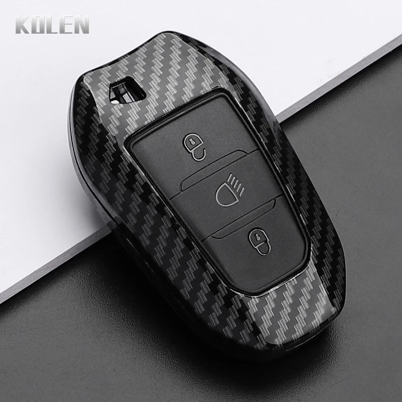 Car Key Cover Compatible with Peugeot 2008 3008 4008 5008 308 408 508; Citroen C1 C2 C4 C6 C3-XR Picasso Grand DS3 DS5 – Carbon Fiber Style