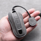 Leather Car Key Fob Cover Compatible with Porsche Panamera, Cayenne, 971, 911, 9YA, Macan, Boxster