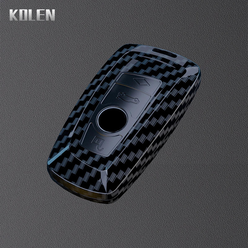 Car Key Cover Compatible with BMW 1 2 3 4 5 6 7 Series X1 X3 X4 X5 X6 X7 F10 F20 F30 G20 G30 G01 F15 F16 G02 G05 F34 – Carbon Fiber Style