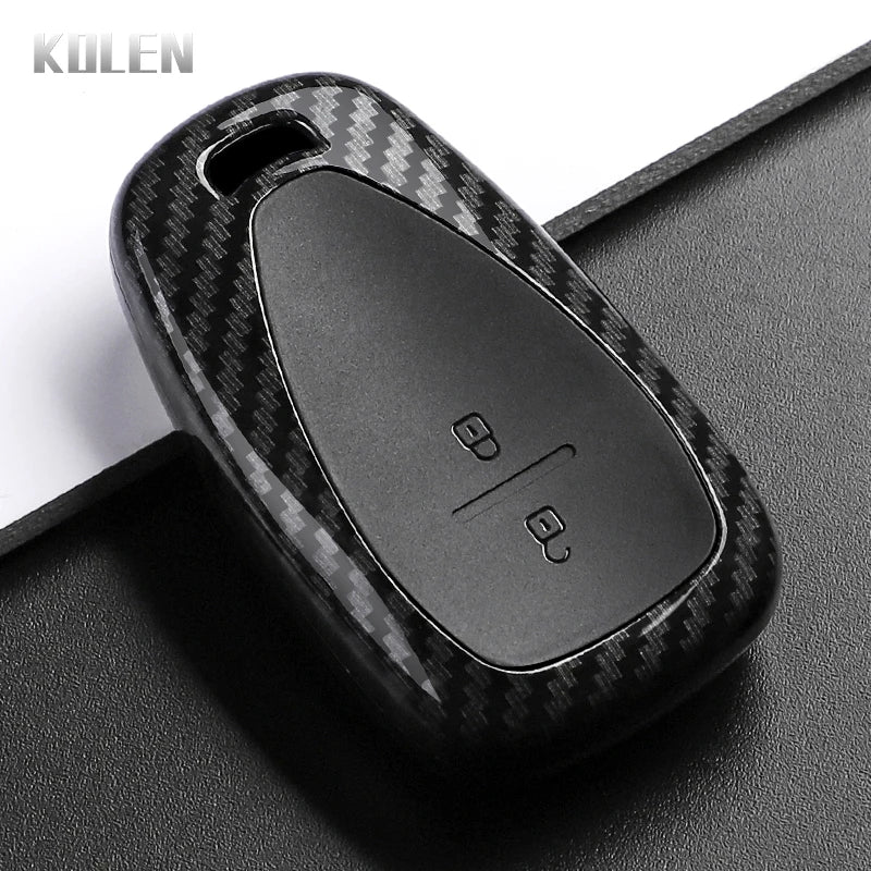 Car Key Cover Compatible with Chevrolet Malibu Blazer Traverse Onix Equinox Volt Bolt Trax Orlando Cruze Spark Camaro – Carbon Fiber Style