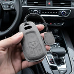 Leather Remote Key Fob Cover Compatible with Audi A4, B9, A5, A6, 8S, 8W, Q5, Q7, 4M, S4, S5, S7, TT, TTS, TFSI