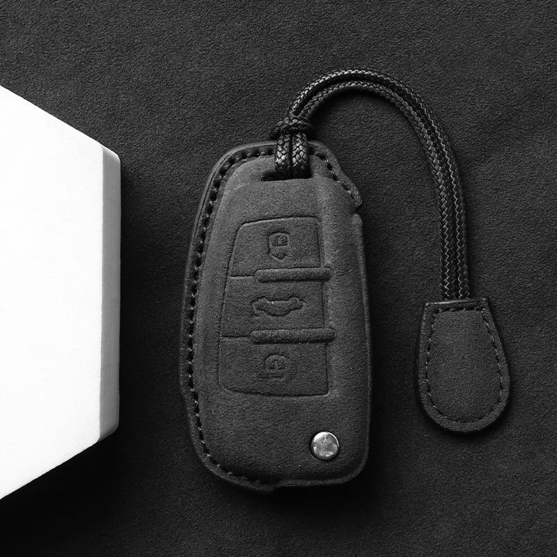 Suede Car Key Cover Compatible with Audi A1, A3, A4, A5, A6, A7, Q3, Q5, S6, B6, B7, B8, C6, 8P, 8V, 8L, TT, RS