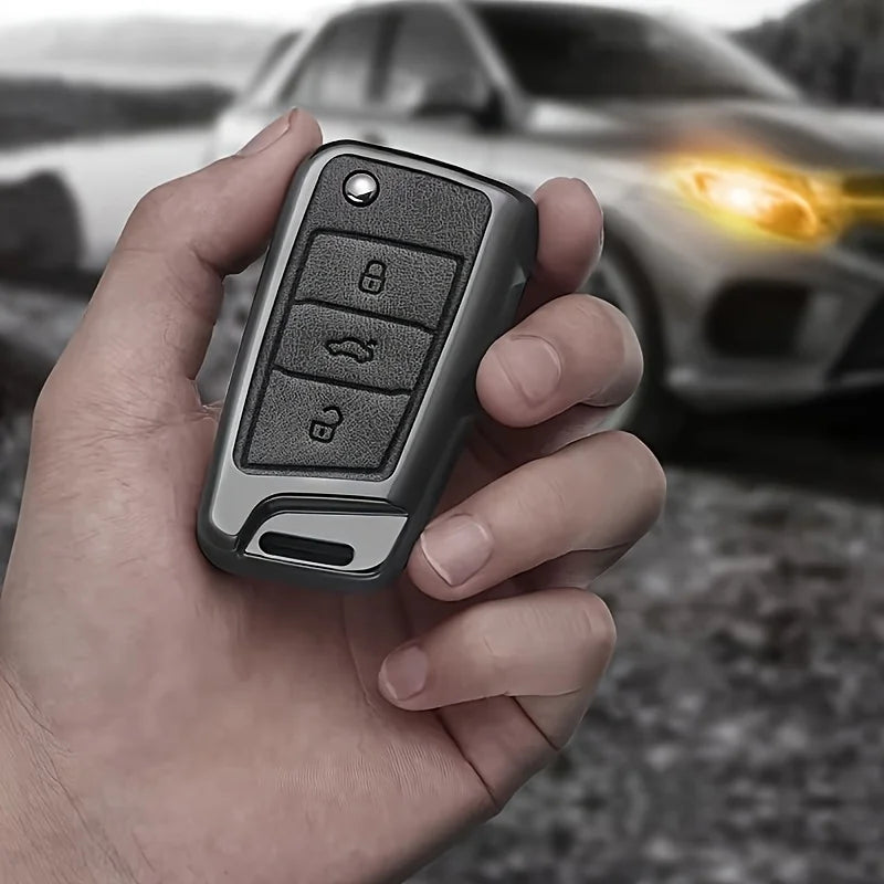 Alloy Car Key Fob Cover for Volkswagen Golf 7 GTI, Polo, T-Cross, T-Roc, Touran, Tiguan, Skoda Octavia, Rapid, Kodiaq, Fabia & SEAT