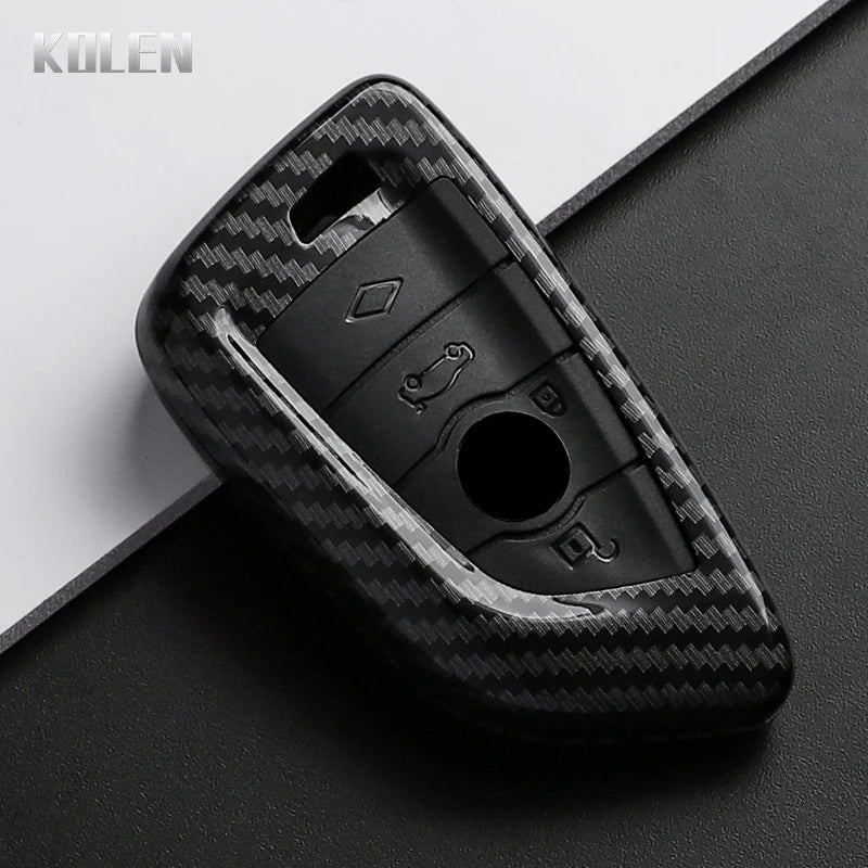Car Key Cover Compatible with BMW X1 X3 X5 X6 X7 1 3 5 6 7 Series G20 G30 G11 F15 F16 G01 G02 F48 – Carbon Fiber Style