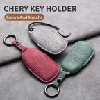 Leather Car Key Fob Cover Compatible with Chery Tiggo 7 Pro, Tiggo 8 Pro, Exeed, Tiggo 2, 3x, Arrizo 5Pro, Gx, 5x, EQ7, Tiggo