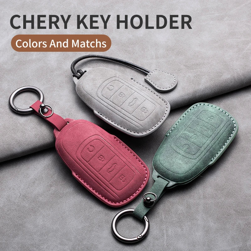 Leather Car Key Cover Compatible with Chery Jaecoo 7, J7, J8 PHEV, 2023, 2024, 2025