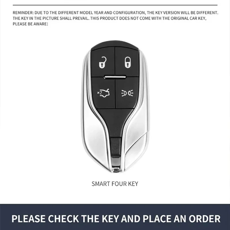 Suede Keyless Car Key Cover Compatible with Maserati Levante, Ghibli, Quattroporte, GT, Granturism, GranCabrio