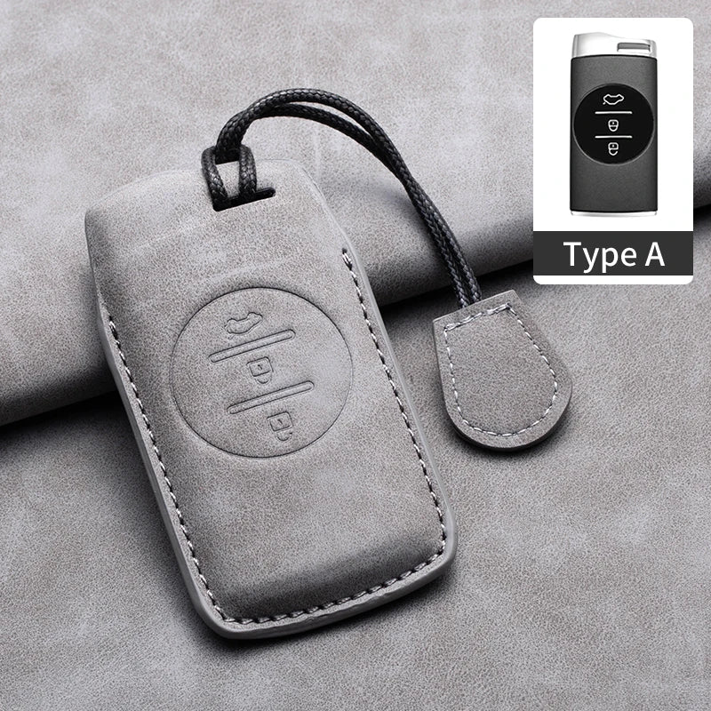 Leather Car Key Fob Cover Compatible with Chery Tiggo 7 Pro, Tiggo 8 Pro, Exeed, Tiggo 2, 3x, Arrizo 5Pro, Gx, 5x, EQ7, Tiggo