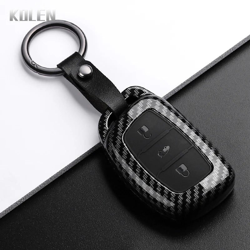 Car Key Cover Compatible with Hyundai Tucson Santa Fe Rena Sonata Elantra Creta ix35 ix45 i10 i30 i40 – Carbon Fiber Style
