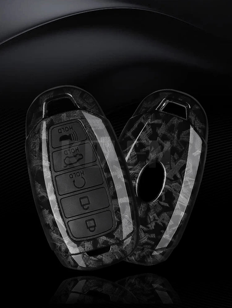 Car Key Cover Compatible with Hyundai i30 ix25 Elantra Kona Solaris Azera Grandeur IG TM Accent Santa Fe – Carbon Fiber Style