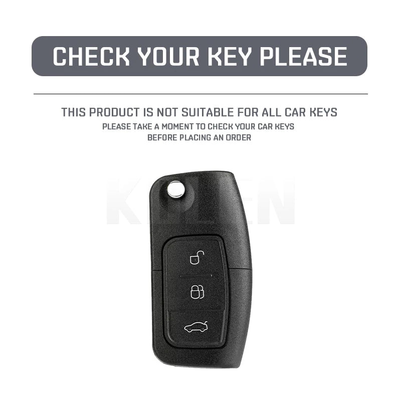 Car Key Cover Compatible with Ford B-Max C-Max Eco Sport Galaxy Fiesta Focus 2 Ecosport Kuga Escape Falcon – Carbon Fiber Style