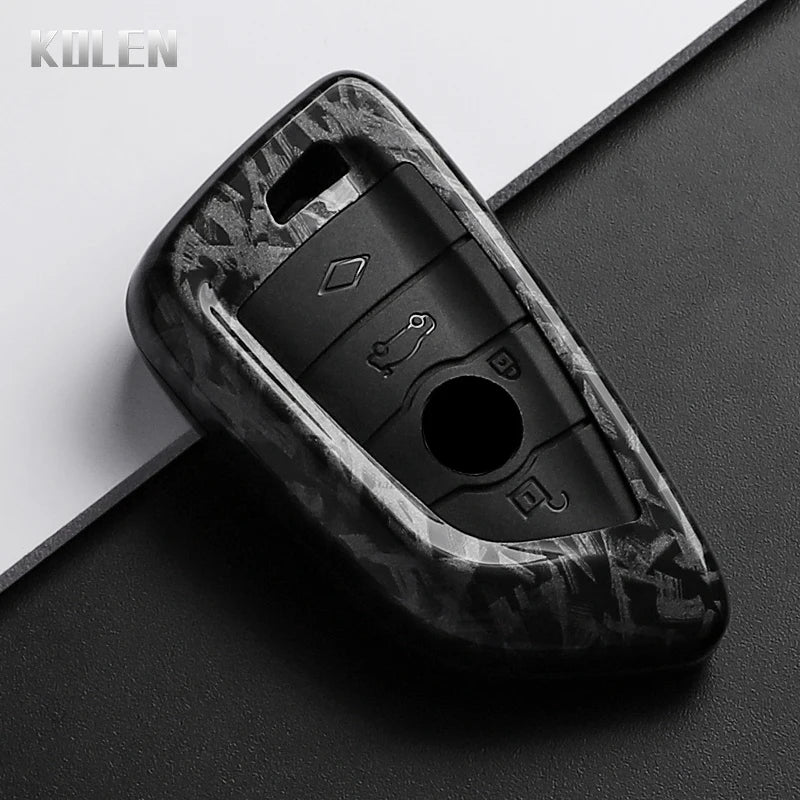 Car Key Cover Compatible with BMW X1 X3 X5 X6 X7 1 3 5 6 7 Series G20 G30 G11 F15 F16 G01 G02 F48 – Carbon Fiber Style