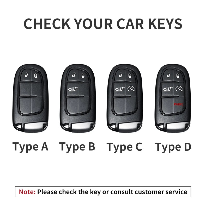 Leather Car Key Fob Cover Compatible with Jeep Commander, Grand, WK2, KL, BU, MP; Dodge; Chrysler 200, 300C