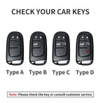 Leather Car Key Fob Cover Compatible with Jeep Renegade, Compass, Grand Cherokee, Wrangler; Chrysler 300C