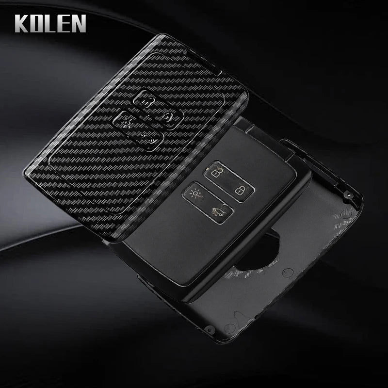 Car Key Cover Compatible with Renault Koleos Captur Megane Clio Scenic Talisman Arkana; Dacia Sandero – Carbon Fiber Style