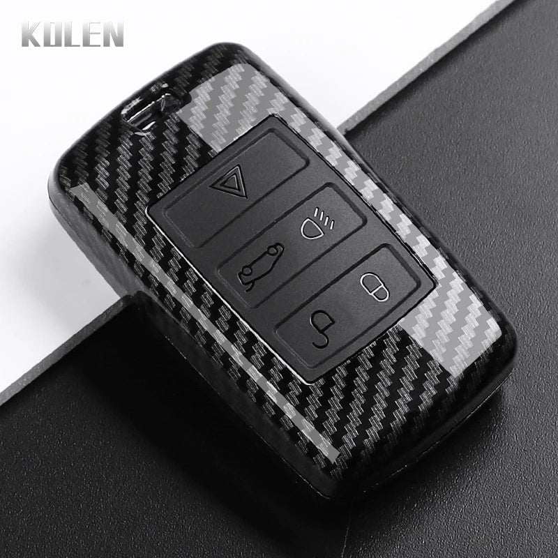 Car Key Cover Compatible with Land Rover Range Rover Sport Evoque Velar Discovery Defender; Jaguar XE E-PACE XF – Carbon Fiber Style