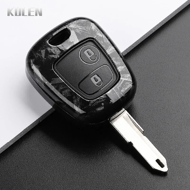 Car Key Cover Compatible with Citroen C1 C2 C3 C4; Peugeot 107 206 207 307; Toyota Aygo – Carbon Fiber Style