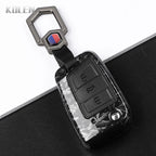 Car Key Cover Compatible with Volkswagen (VW) Golf 7 MK7 Tiguan MK2; SEAT Ateca Leon FR 2 Ibiza – Carbon Fiber Style