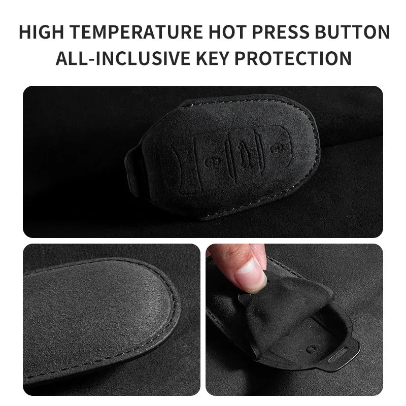 Suede Car Key Cover Compatible with Peugeot 308, 408, 508; Citroen C4L, C6, C3-XR, Picasso, DS3, DS4, DS5
