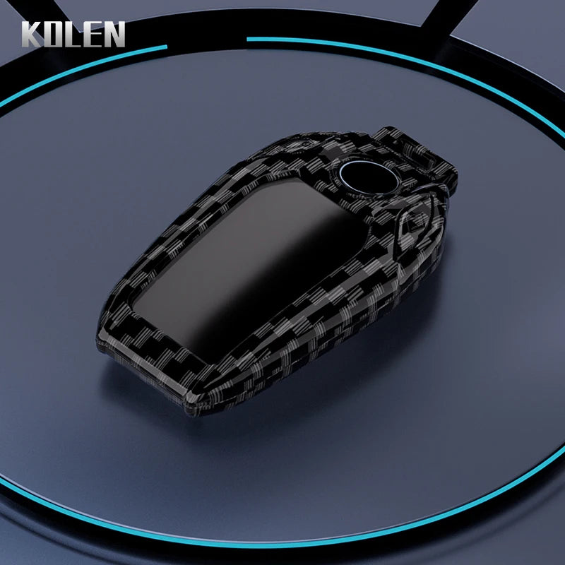 Car Key Cover Compatible with BMW 5 7 Series X3 X4 X5 X7 G30 G31 G11 G12 G01 GT G32 i8 – Carbon Fiber Style