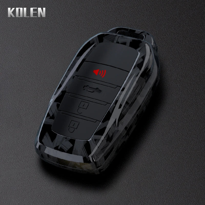 Flip Key Cover Compatible with Toyota Sienna RAV4 Crown Hilux Fortuner Camry Land Cruiser Prado Venza – Carbon Fiber Style