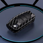 Car Key Cover Compatible with Ford Fiesta Focus 2 Ecosport Kuga Escape Falcon B-Max C-Max Eco Sport Galaxy – Carbon Fiber Style