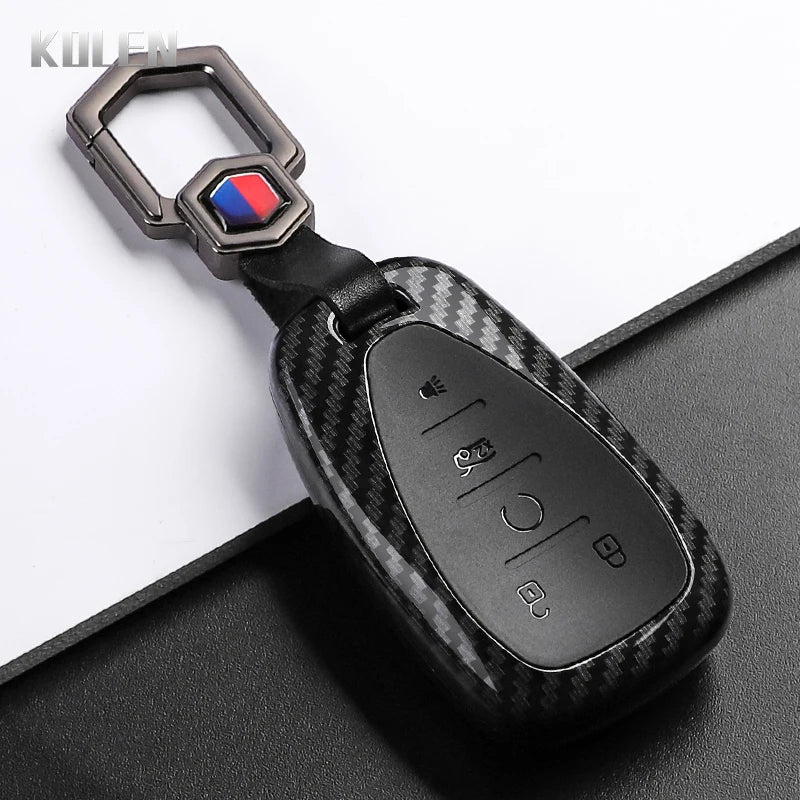 Car Key Cover Compatible with Chevrolet Malibu Blazer Traverse Onix Equinox Volt Bolt Trax Orlando Cruze Spark Camaro – Carbon Fiber Style