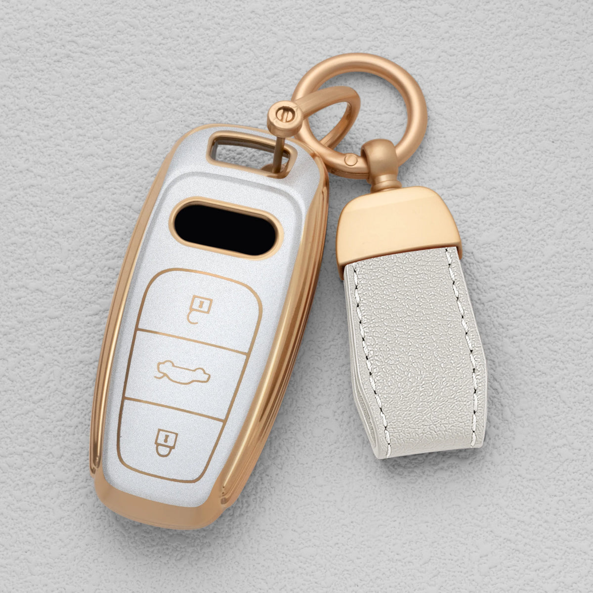 Quicksand Gold TPU Car Key Fob Cover for Audi A3, A4, A6, A7, A8, S8, Q7, Q8, SQ8 & e-tron – B9, C8, D5, 4K – 2018–2021