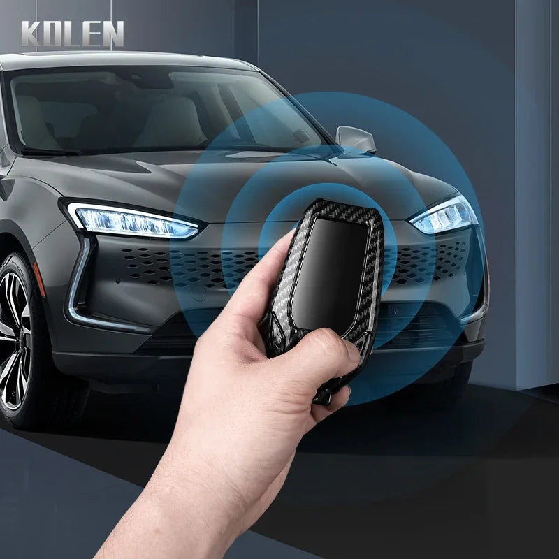 LED Display Key Cover Compatible with BMW G30 G12 G11 G32 G31 5 7 Series i8 I12 I15 G01 X3 X4 G02 G05 X5 G07 X7 – Carbon Fiber Style