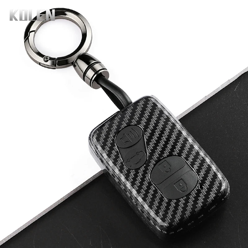 Car Key Cover Compatible with Toyota Aqua RAV4 Land Cruiser Camry Prado Corolla Prius – Carbon Fiber Style