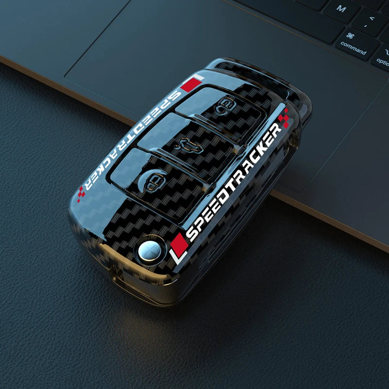 Car Key Cover Compatible with Audi A1 A3 A4 8P 8L 8V A5 B6 B7 A6 A7 C5 C6 Q3 Q5 Q7 4F S3 S4 S6 RS3 TT – Carbon Fiber Style