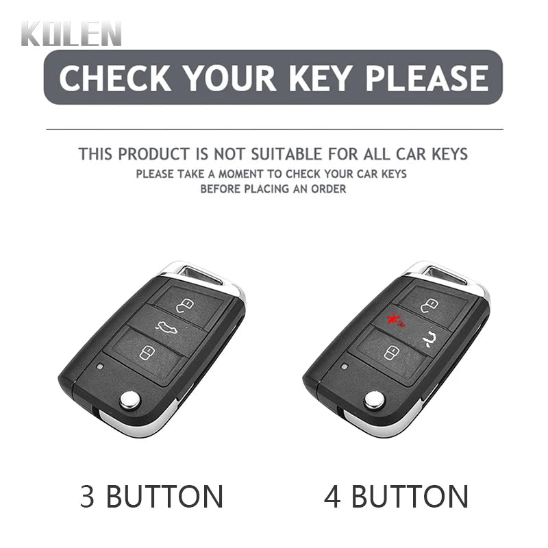 Car Key Cover Compatible with Volkswagen (VW) Golf 7 MK7 Tiguan MK2; SEAT Ateca Leon FR 2 Ibiza; Skoda Octavia – Carbon Fiber Style