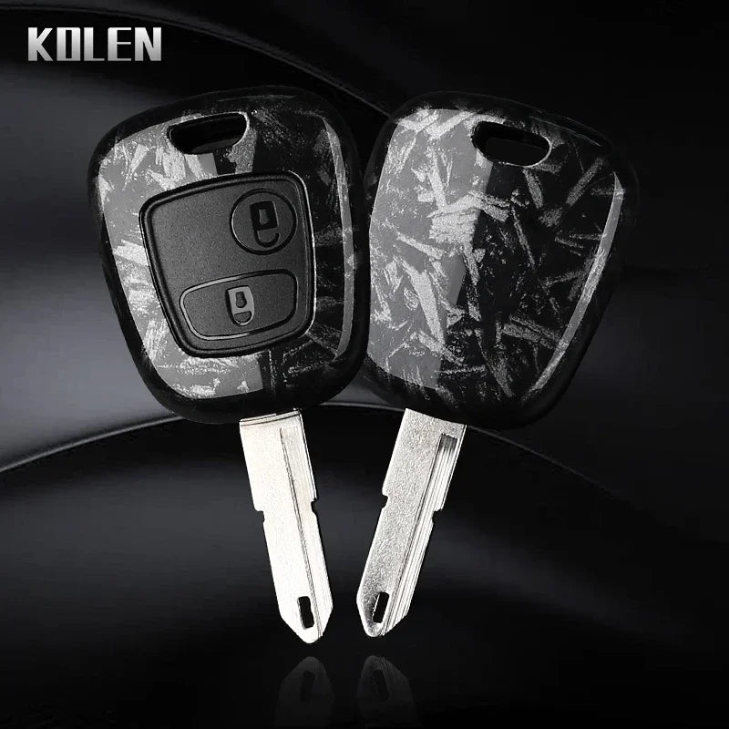 Car Key Cover Compatible with Citroen C1 C2 C3 C4; Peugeot 107 206 207 307; Toyota Aygo – Carbon Fiber Style