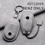 Leather Car Key Cover Compatible with Mercedes-Benz A-Class, C-Class, E-Class, S-Class, G-Class, GLC, CLE, CLA, W177, W205, W213, W222, X167, AMG