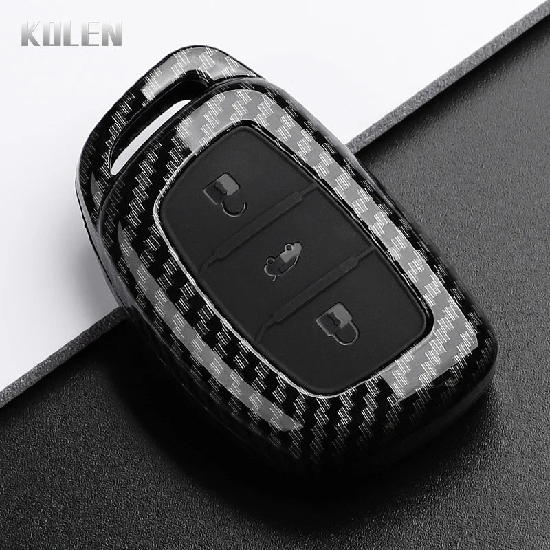 Car Key Cover Compatible with Hyundai Tucson Santa Fe Rena Sonata Elantra Creta ix35 ix45 i10 i30 i40 – Carbon Fiber Style