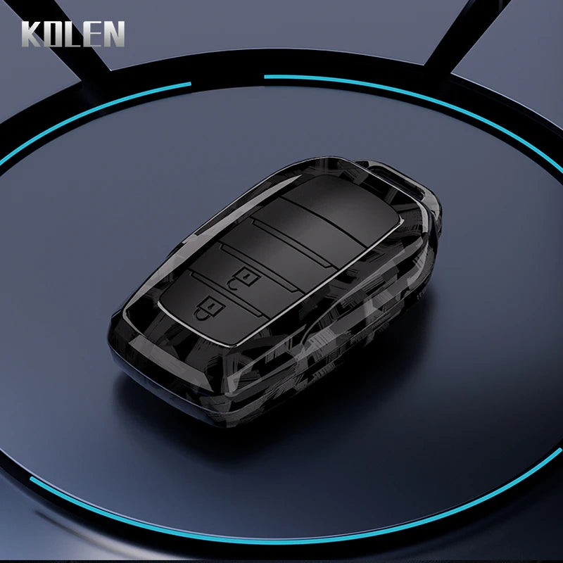 Flip Key Cover Compatible with Toyota Sienna RAV4 Crown Hilux Fortuner Camry Land Cruiser Prado Venza – Carbon Fiber Style