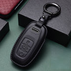 Genuine Leather Car Key Cover Compatible with Audi A4, B9, A5, A6, 8S, 8W, Q5, Q7, 4M, S4, S5, S7, TT, TTS, TFSI, RS